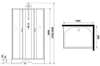 Душевая кабина Niagara NG-43285-14QBKTG с гидромассажем 120x80см серебро/матовое